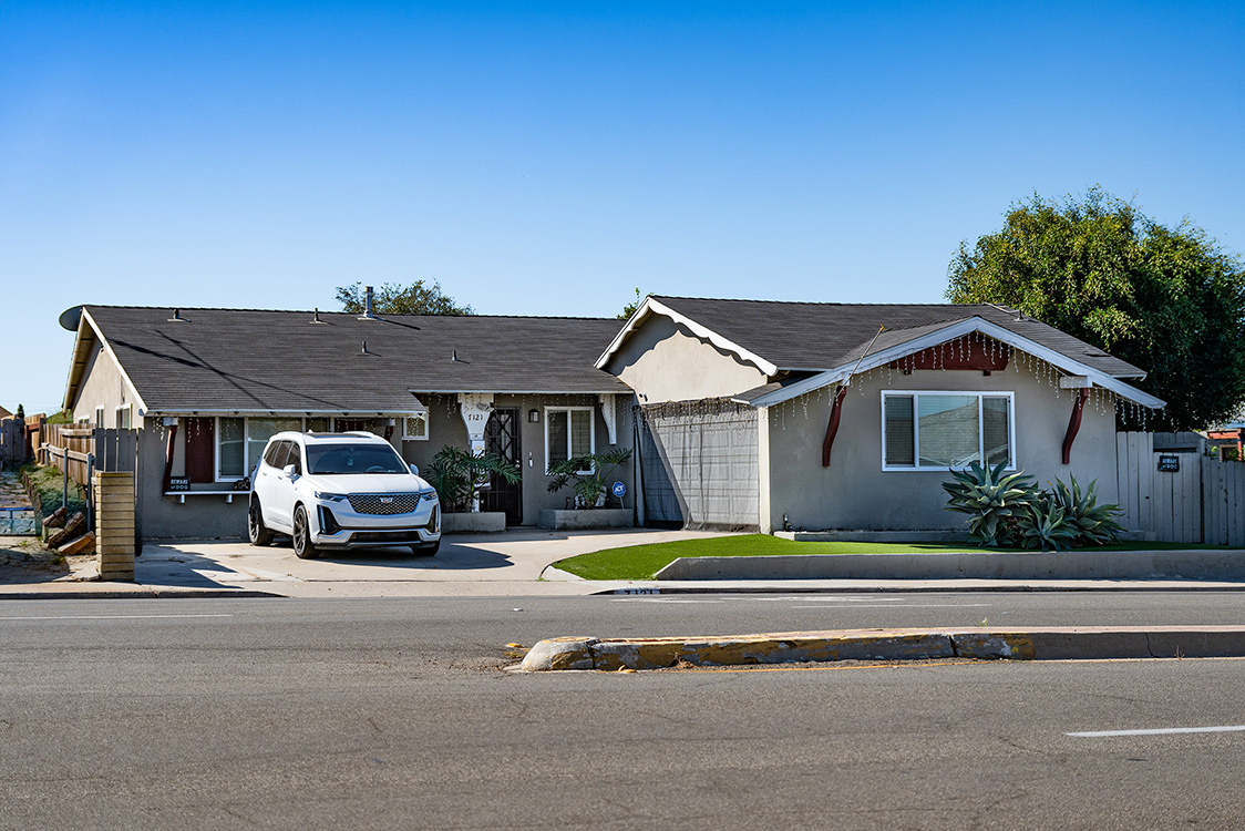 Sample modern home exterior and patio